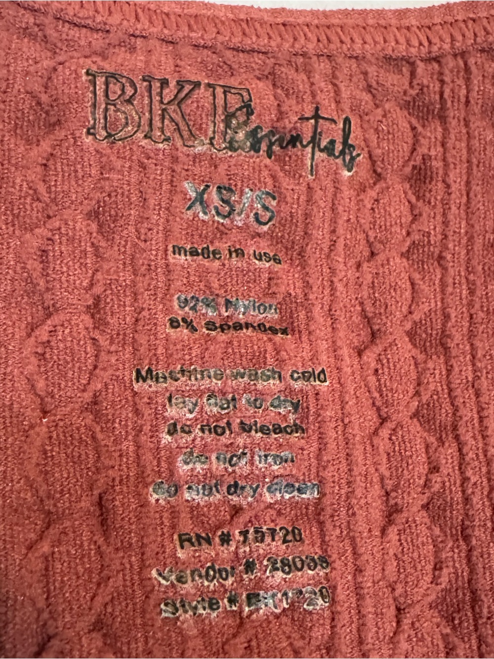 BKE Rust Cable Rib Racerback Tank - Picture 3 of 3